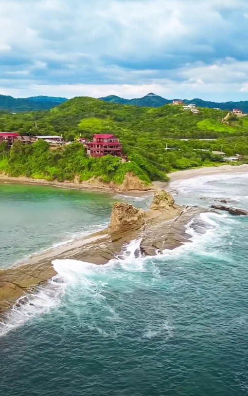 aerial view of Magnific Rock surf and yoga resort