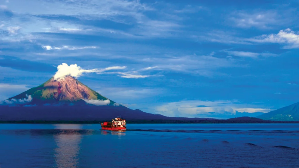 twin volcanoes of Ometepe Island rising from Lake Nicaragua